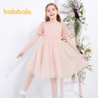Váy bé gái Balabala Đầm trẻ em 2024 Trang phục mùa hè mới Váy lưới công chúa cô gái lớn ngọt ngào và mơ mộng