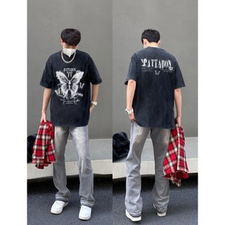 Pear DODO chữ bướm in hình 100% cotton nguyên chất nam cổ điển đường phố địa phương thương hiệu áo thun ngắn tay trung tính 240419