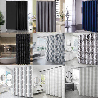 Ready Stock Rèm tắm Shower Curtain Rèm tắm vách ngăn phòng tắm Rèm tắm màu đen và trắng với mô hình vòng tròn dày vải polyester chống thấm nước và chống nấm mốc Đen/trắng/xám/xanh Chất lượng cao phòng tắm dày polyester không thấm nước tắm rèm