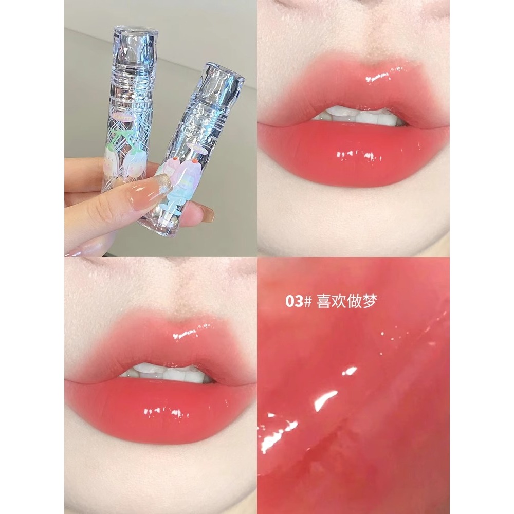 FLORTTE Chống Thấm Nước Son Bóng Dưỡng Ẩm Son Môi Men Không Dễ Dính Áo Mưa Son Môi