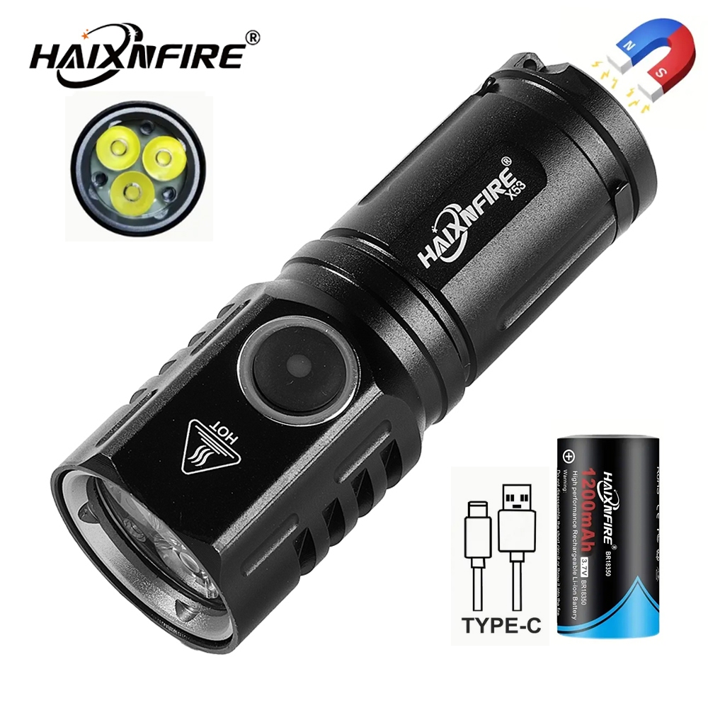 Haixnfire X53 4 Chế Độ Type-C Sạc Đèn Pin Cắm Trại Ngoài Trời Đèn Làm Việc Mini Flood Đèn Pin