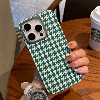 【Houndstooth/Matte Pc hard case/Green】Ốp lưng compatible for iPhone 15 14 13 pro max case