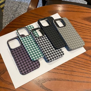 【Houndstooth/Matte Pc hard case/Green】Ốp lưng compatible for iPhone 15 14 13 pro max case
