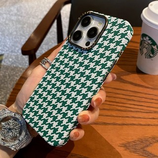 【Houndstooth/Matte Pc hard case/Green】Ốp lưng compatible for iPhone 15 14 13 pro max case