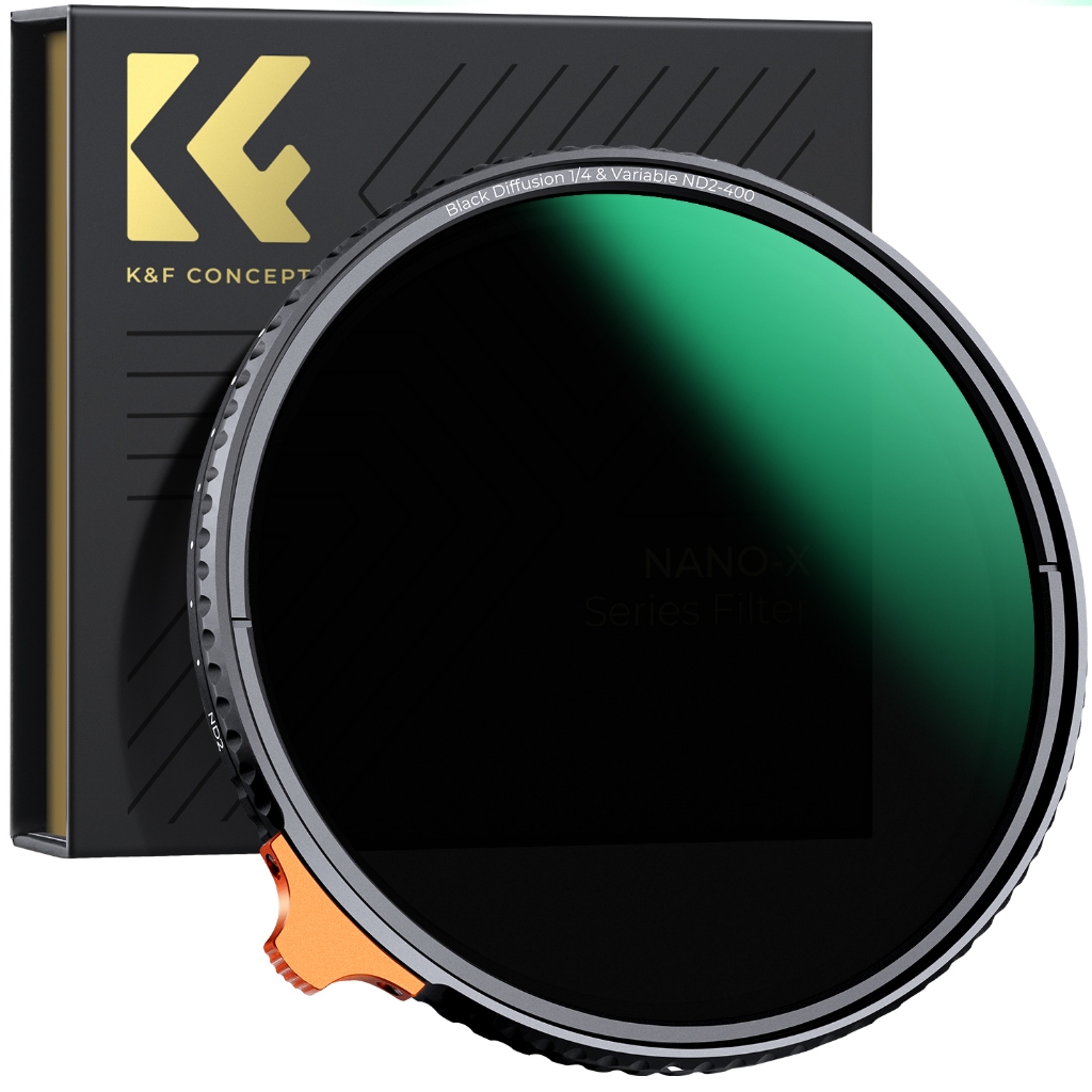 K & F Concept NANO-X 49mm-82mm Sương mù đen 1 / 4 + ND2-400 Bộ lọc biến thiên ND 2 trong 1