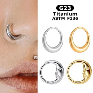 1 cái 8 / 10mm g23 thép titan mặt trăng mũi vòng giọt nước mũi septum xuyên clicker sụn bông tai daith piercings
