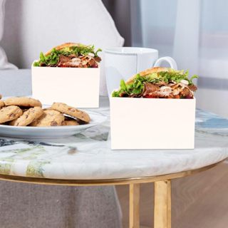 Hộp đóng gói bánh Sandwich Kraft trắng 15 / 30 chiếc Hộp giấy bánh Sandwich, Hộp đựng thực phẩm mang ra, Khay đựng bánh mì nướng, Hộp Burger Mini cho nhà hàng, dã ngoại và tiệc tùng