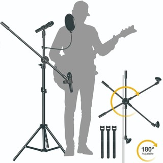 Chân đế Mic, Chân đế micro có thể điều chỉnh Chân đế sàn có thể tháo rời Giá đỡ Mic di động hạng nặng với 2 kẹp Mic và Bộ lọc Pop để hát, biểu diễn, sân khấu và ngoài trời