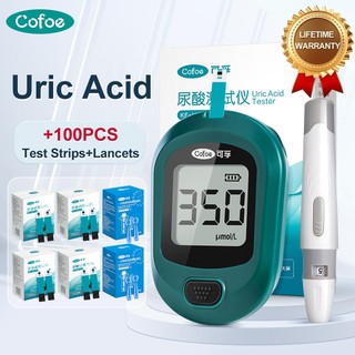 Máy đo nồng độ axit Cofoe Uric + 100 dải thử nghiệm + 100 chiếc Lancets