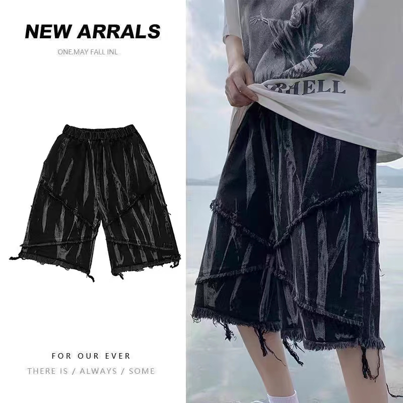 Quần đùi 2026 quần đùi nam denim quần short jean nam hiphop quần đùi nam mặc nhà unisex thời trang q