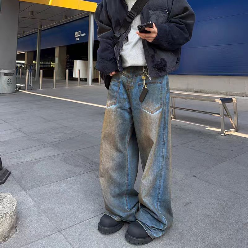 Quần nam KYUSHUAD Quần jean cao cấp ống rộng dáng rộng cổ điển kiểu Mỹ