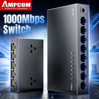 Ampcom Switch mạng 5/8 cổng Gigabit 1000Mbps, hiệu suất cao, thông minh, RJ45 Hub Internet