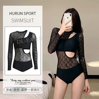Đồ bơi liền thân co giãn tay dài phong cách Hàn Quốc thời trang cho nữ