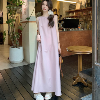 71853 Đầm chữ A không tay cổ tròn dáng rộng lưng rỗng