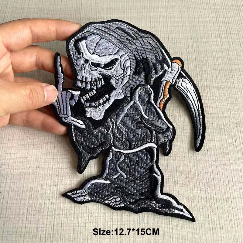 Size Lớn Punk Skull Quần Áo Fusible Miếng Dán Thêu Đính Huy Hiệu Sắt Trên Miếng Dán, Dán Vải Truyền Nhiệt Cho Quần Áo, Áo Khoác