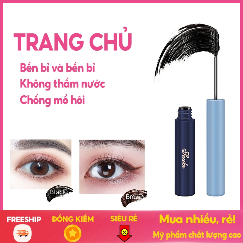 Suake Dày Uốn Mascara Đầu Bàn Chải Nhỏ Lâu Dài Chống Thấm Nước Chống Mồ Hôi Chống Lem Nối Mi Khối Lượng Nhanh Khô Không Làm Sáng Trang Điểm Mắt