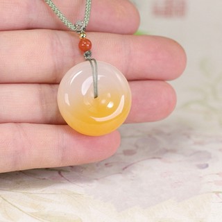 Mặt dây chuyền ngọc trắng tự nhiên Vòng khóa an toàn Mặt dây chuyền đá ngọc trắng vàng
