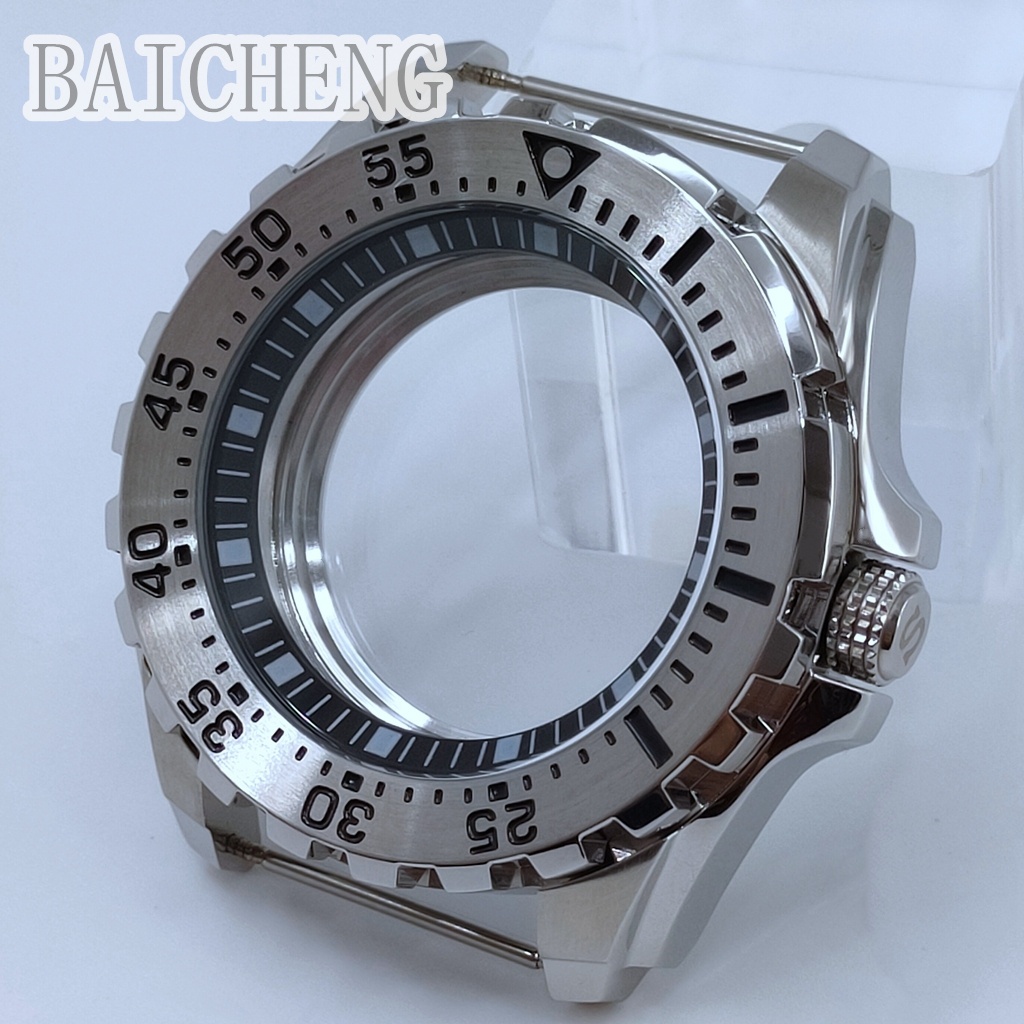 Ốp lưng đồng hồ BAICHENG 44mm NH34 NH35 NH36 NH38 NH39 NH70 Vỏ đồng hồ bằng thép không gỉ màu đen mà