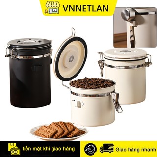 VNNETLAN hộp đựng cà phê chuyên dụng-Chất liệu inox 304 tiệt trùng có ghi ngày và lỗ thông hơi giúp thực phẩm luôn tươi ngon
