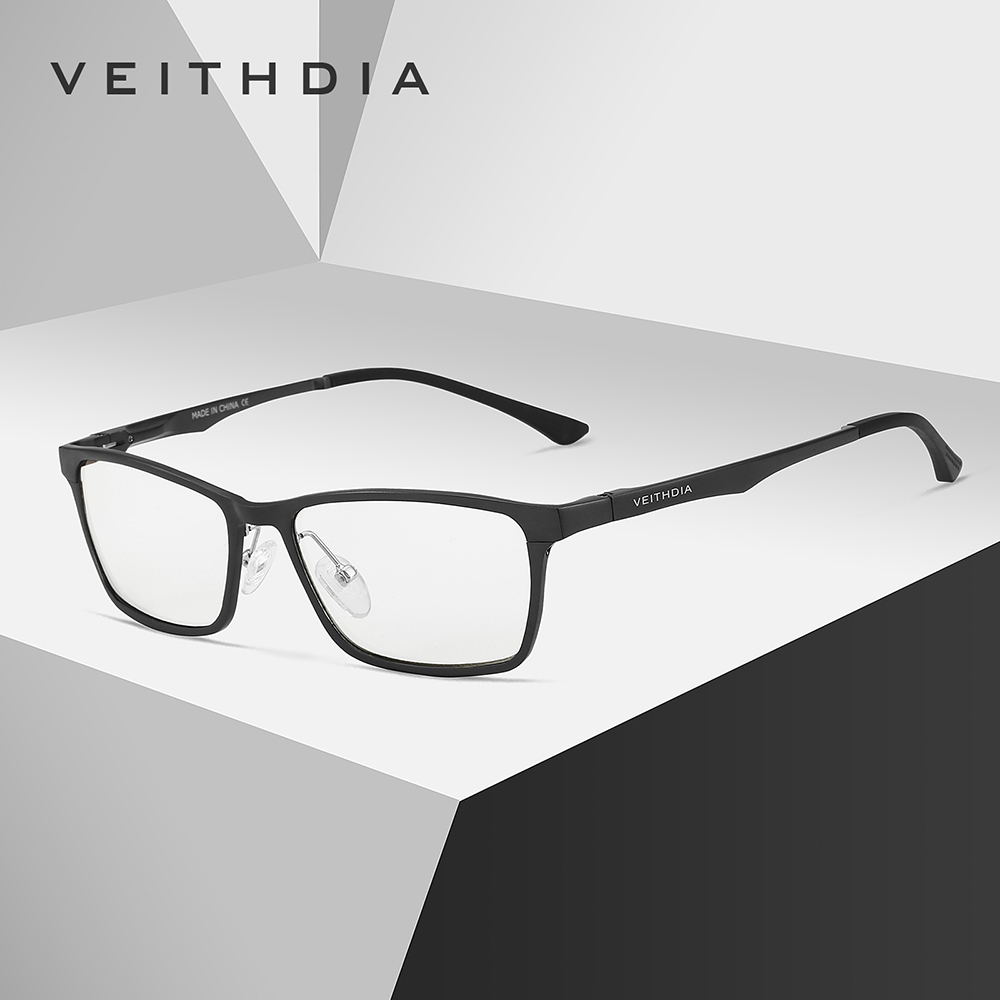 Veithdia Full khung nhôm hợp kim magiê khung kính nam vuông tối giản kinh doanh thoải mái chống ánh sáng xanh kính 8706