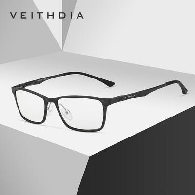 Veithdia Full khung nhôm hợp kim magiê khung kính nam vuông tối giản kinh doanh thoải mái chống ánh sáng xanh kính 8706