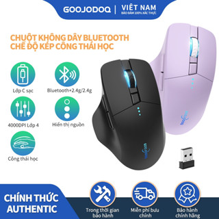 Chuột không dây bluetooth goojodoq có thể sạc lại cho laptop / máy tính bảng android màu tím/đen