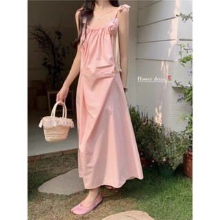NUZIRO Váy dài đi biển giản dị phong cách Hàn Quốc có váy treo cho nữ