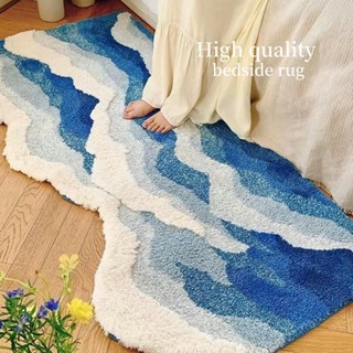 thảm lông Cashmere ba chiều Phong cách INS Bắc Âu, hoa văn gợn sóng, kích thước 50x80cm đến 60x120cm kiểu dáng tươi mới, đẹp và thiết thực Mềm mại thoải mái và có khả năng thấm hút cao thảm trải sàn phòng ngủ thảm decor phòng ngủ