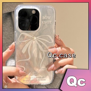 「 Qc 」 Laser ngọc trai lông vũ nơ toàn cạnh tpu mềm ốp lưng điện thoại iphone 15 ốp lưng iphone 14 ốp lưng iphone 13 ốp lưng iphone 12 ốp lưng iphone 11