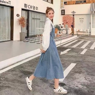 Hàng sẵn có váy denim nữ cỡ lớn váy jean không tay áo