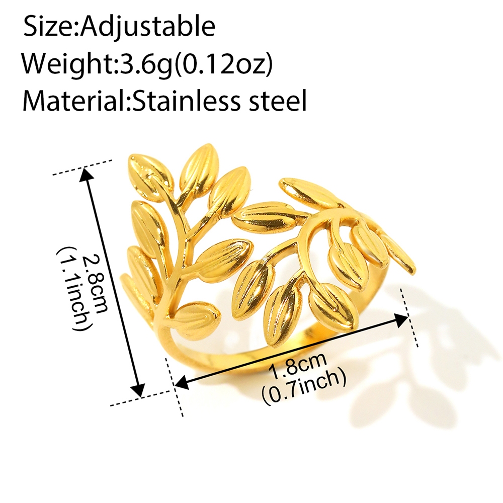 Nhẫn Thép Không Gỉ Cá Tính Phóng Đại Thiết Kế Lá Mở Nhẫn Cho Nữ Trang Sức Tiệc Quà Tặng Không Phai Màu Chất Lượng Cao
