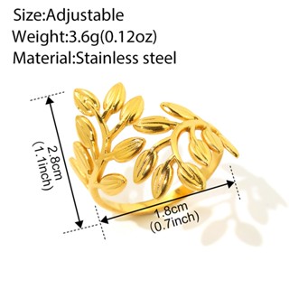 Nhẫn Thép Không Gỉ Cá Tính Phóng Đại Thiết Kế Lá Mở Nhẫn Cho Nữ Trang Sức Tiệc Quà Tặng Không Phai Màu Chất Lượng Cao