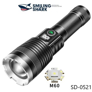 Đèn Pin Smiling Shark SD0521 Đèn Pin Chống Thấm Nước M60 Ánh Sáng Siêu Sáng 26650USB Đèn Pin Sạc Có Thể Phóng To Đèn Pin 5 Chế Độ Màn Hình Nguồn Đèn Ngoài Trời