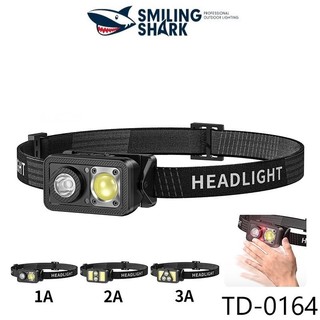 Đèn pha mini Smiling Shark TD0164 Lampholder 18650 Đèn pha siêu sáng IP65 COB Làm việc không thấm nước Đèn câu cá ngoài trời Cắm trại khẩn cấp Đi bộ đường dài