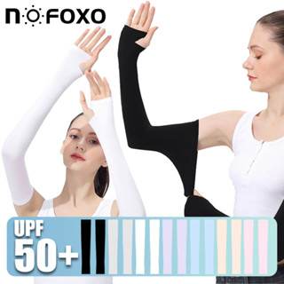 Nofoxo UPF50 + Chống Nắng Mùa Hè Chống Tia UV Ice Silk Tay Dài Thể Thao Ngoài Trời Đi Xe Đạp Fiashing Đàn Hồi Thoáng Khí Bao Da Găng Tay