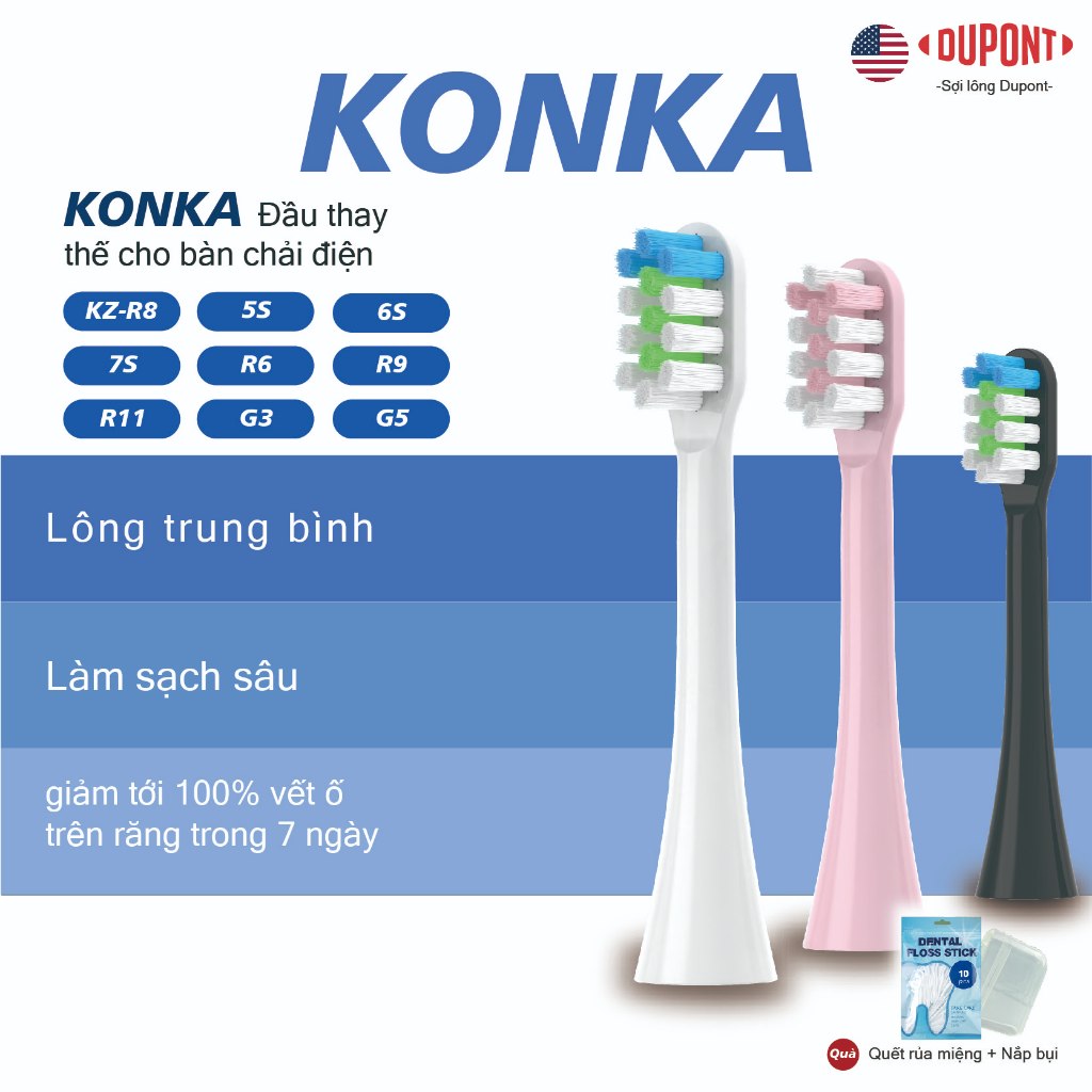 KONKA Phù Hợp Đầu Bàn Chải Đánh Răng Điện kz-r8 / 5s / 6s / 7s / r6 / r11 / r9 / r5 Thay Thế Cho Ngư