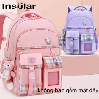 INSULAR Balo chống gù cho bé tặng kèm gấu bông - Balo tiểu học chống gù chống nước siêu nhẹ tặng