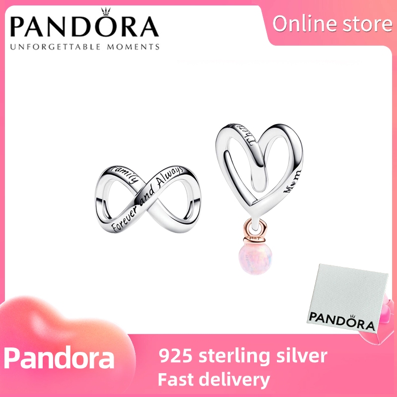 PANDORA bạc 100% S925 [NAMPS0598] Forever & Always Mom Charm Duo