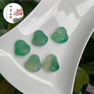 Ice Yingge Mặt dây chuyền Phật mã não xanh tự nhiên Mặt dây chuyền vòng cổ khắc