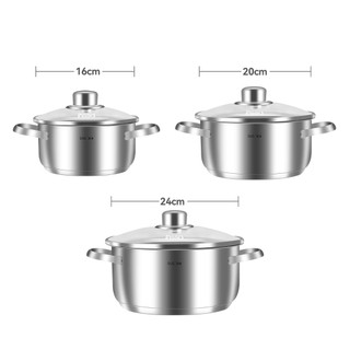 Nồi nấu canh bằng thép không gỉ 16cm/20cm/24cm INSSA GUOJ034