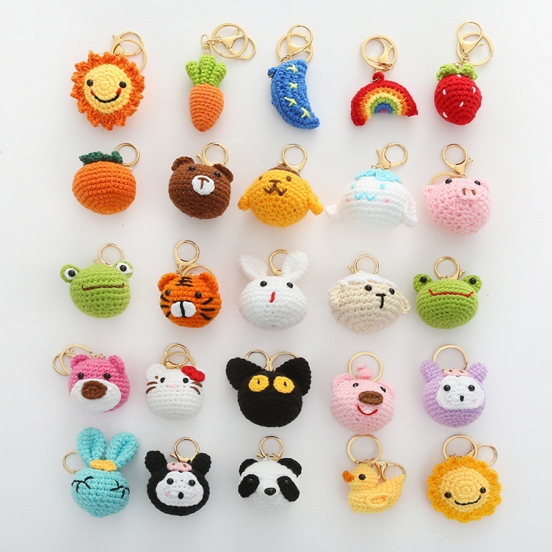 Móc Khóa Handmade Sáng Tạo Động Vật Dễ Thương Treo Xe Dây Xích Len Kuromi Ếch Thỏ Mèo Gấu Hoa Hướng 