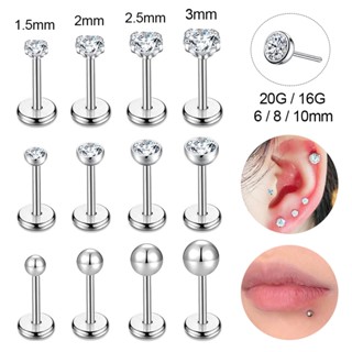  1 PC 1.5   2   2.5   3mm Pha Lê Thép Không Gỉ Cắm Phong Cách Labret Môi Xuyên Bóng Sụn Bông Tai Móng Tay Xuyên 