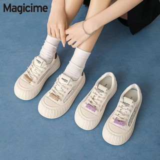 Magicime Lưới Giày Trắng Phẳng Nữ 2024 Phong Cách Mới Mùa Xuân Thoáng Khí Học Sinh