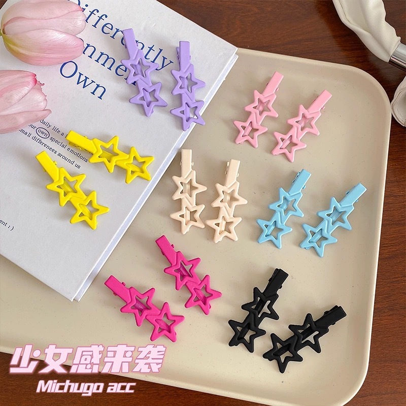 JOJO COCO Jojo Kẹp Tóc Mỏ Vịt Rỗng Hình Ngôi Sao Màu Kẹo Ngọt Ngào