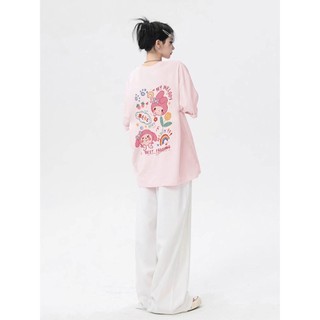 local brand Cửa hàng ZEVILL áo phông nữ mới nhất hè 2024 áo phông bigsize  in hoạt hình áo phông nữ màu  hồng ，Mã kiểu dáng Y0799