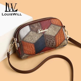  Túi xách nữ LouisWill Túi đeo vai đeo chéo Túi đựng điện thoại Ví đựng tiền xu Phong cách Bohemian Nối tương phản Thiết kế dây kéo đôi Công suất lớn In cổ điển Vai có thể điều chỉnh 