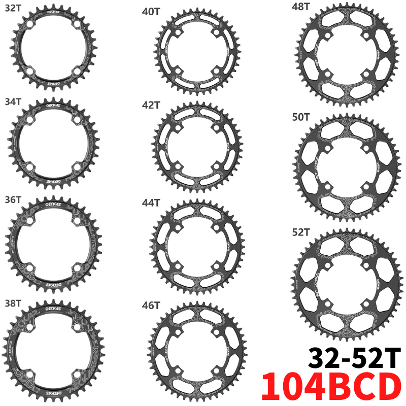 Deckas Tròn 104BCD 32-52T Getande Xe Đạp Leo Núi Khăn Lau MTB Xe Đạp 8-12 Tốc Độ Crankset Nhôm Dây Xích Cho SH M370 / M390 / M430 / M590 / M610 / M615 / M670 / M675 / M770 / M780