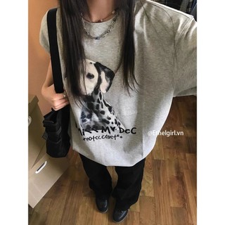 Ethelgirl Thời Trang Hàn Quốc "Chó" Hoạt Hình In Áo Thun Nữ Tay Ngắn Quần Áo Unisex Thường Ngày Hàng Đầu