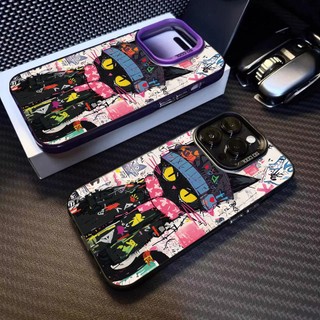 Ốp Điện Thoại iPhone 11 7plus 7 12Pro 12 13Pro 15 xr xsmax 15Promax 14 15Pro 14Promax 11Promax 11Pro 13 Graffiti Họa Tiết Mèo Đen Chống Rơi Vân Tay Vỏ Điện Thoại