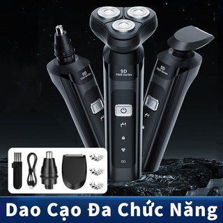 Dao Cạo 9D 4in1 Nam Dao Cạo Và Tông Đơ Cắt Tóc Mũi Cao Cấp, 3 Lưỡi Dao, Công Nghệ Chống Thấm Nước IPX7 Bảo Hành 1 Tháng